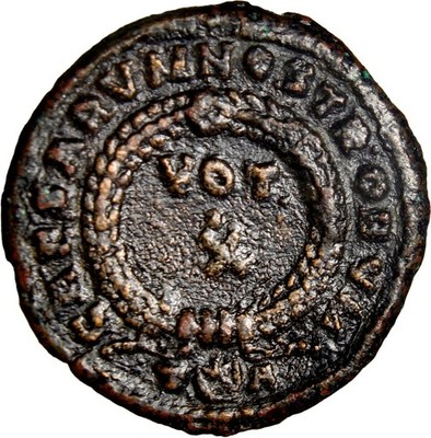 Crispus Caesar Follis Arles Arelate Wreath VOT V RIC 235 VF Roman Coin
