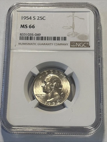 1954-S 25c Washington Quarter NGC MS66