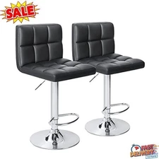 Bar Stools PU Leather Swivel Barstools Armless Kitchen Counter Bar Stool 2 Pcs