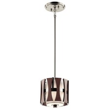 Kichler Cirus Mini Pendant Ceiling Light ? Wood & White Fabric Shade