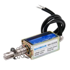 Baomain Solenoid Electromagnet BM-0530B DC 12V 1A 10mm 5N PushPull 