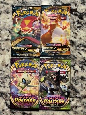 pokemon sword and Shield vivid voltage and darkness ablaze booster pack lot of 4