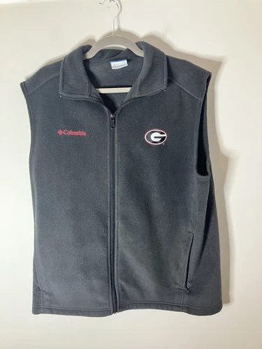 Columbia Georgia Bulldogs Mens L Full Zip Fleece Vest Black Embroidered Logo UGA - product listing photo