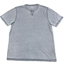 True Grit Crew Neck Shirt Mens Medium Thin Blue Beach Vibe Casual Short Sleeve