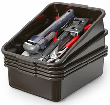 5-Pack Commercial Bus Tubs Box/Tote Box, Brown Plastic Storage Bin with Handles/