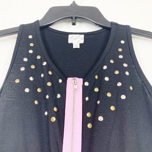 Disney D-Signed Dress Kids Large Studded Black Pink Zip Sleeveless Casual Girls - Picture 7 of 7