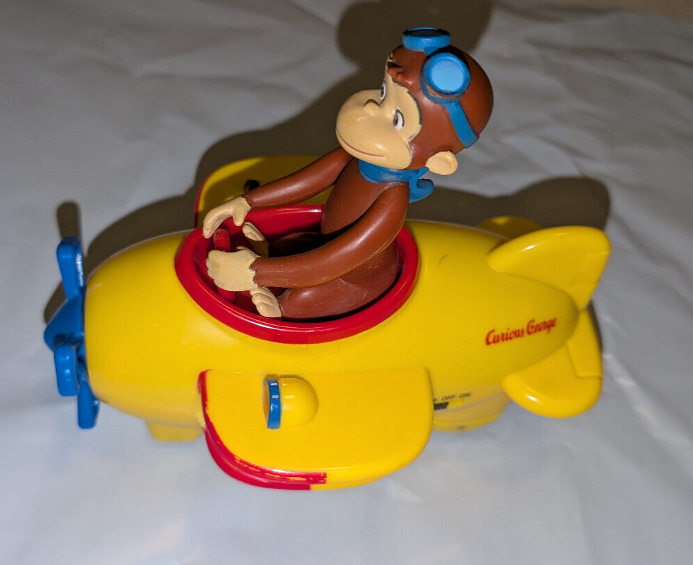 Curious George Aviator Adventure Action Figure Airplane Mechanical Vintage Works