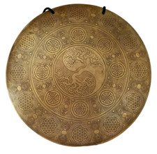 22 inches Tree Of Live Carving Gong, Handmade Healing Gong, Sound Therapy, Yoga