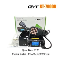 QYT KT-7900D 25W Quad Band Mobile Radio 144/220/350/440MHz KT7900D Walkie Talkie