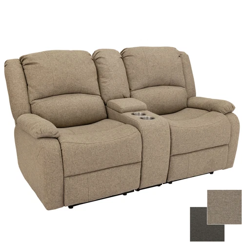Charles 67" Cloth Double RV Wall Hugger Recliner Sofa Couch With Console Oatmeal