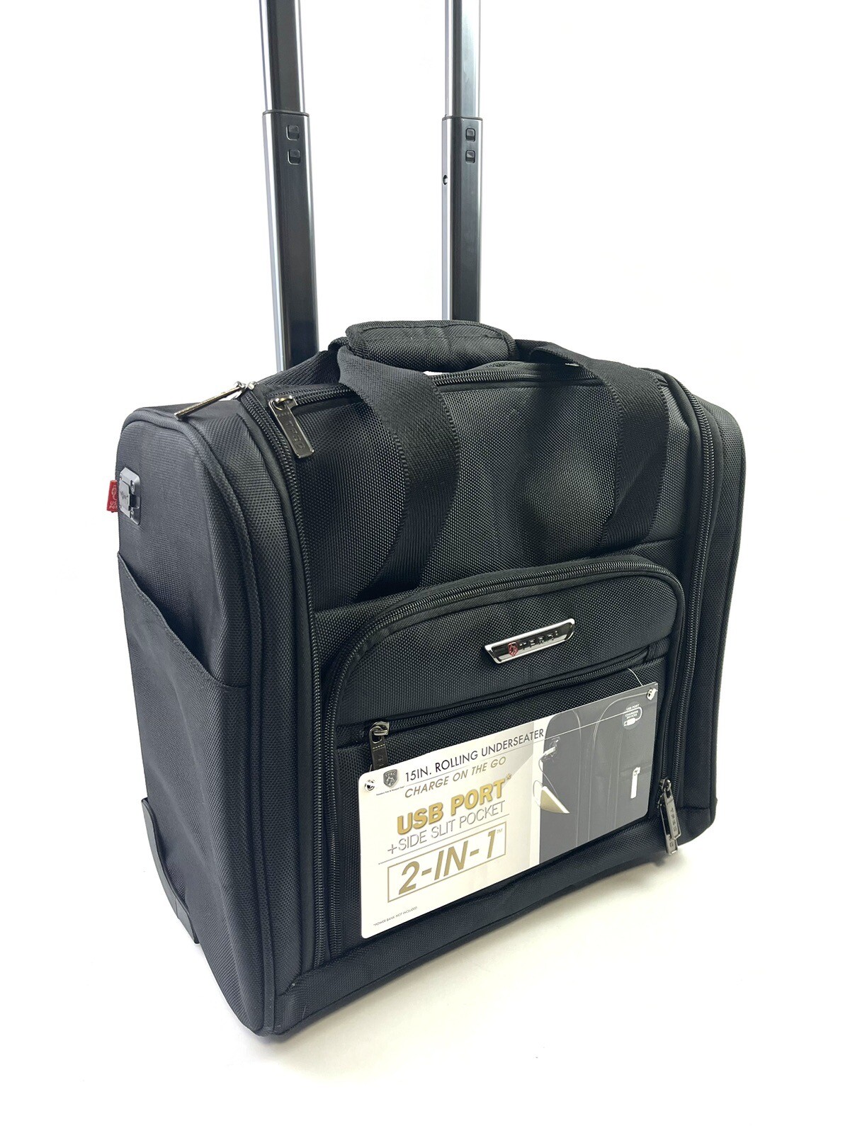 TPRC Smart Under Seat CarryOn Luggage with USB Charging Port, Black