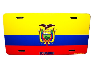 ECUADOR FLAG BANDERA ECUADOR ECUADORIAN METAL NOVELTY CAR LICENSE PLATE TAG 