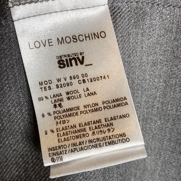 Love Moschino abito grigio lana pelle borchiato 4