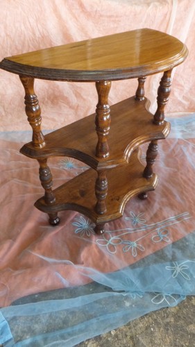 Sellette Guéridon Bois Exotique Et Marbre Blanc - Pieds Sculptés - Très Bon État