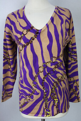 Damen Pullover Oberteil Pulli Zebra Kettenmuster Viskose IMAGINI Gr.42