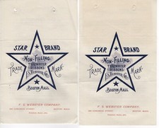 PAIR 1890s STAR BRAND TYPEWRITER RIBBONS ADVERTISING FLYER FS WEBSTER CO BOSTON thumbnail