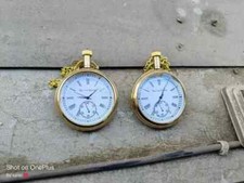 lot of 2 Watch Elgin vintage pocket Collectible Antique Brass Pocket Watch GIFT