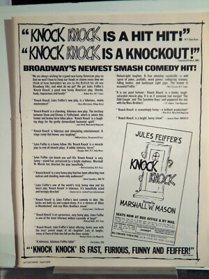 FEIFFER'S KNOCK KNOCK COMEDY / BELLYBUTTON MUSICAL VTG 1976 AD, RARE EPHEMERA