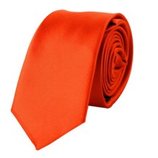 Epoint PS1042 Orange Solid Narrow Necktie in a Gift Box Mens Silk Slim Ties