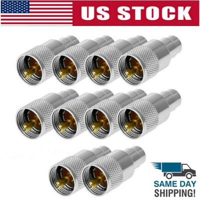 10Pcs UHF PL259 Solder Connector Male Plug W/Reducer For RG8X Coaxial Coax Cable