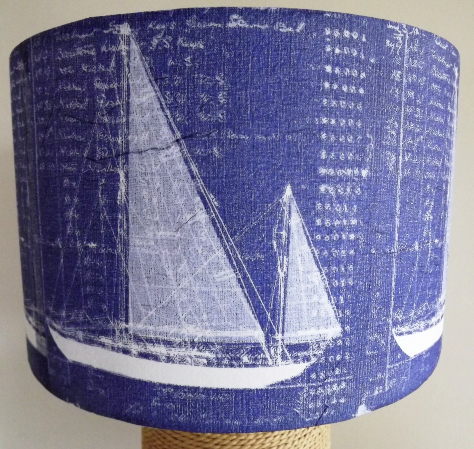 Ship Blue Print lamp shade Vintage Retro chic Bathroom Nautical