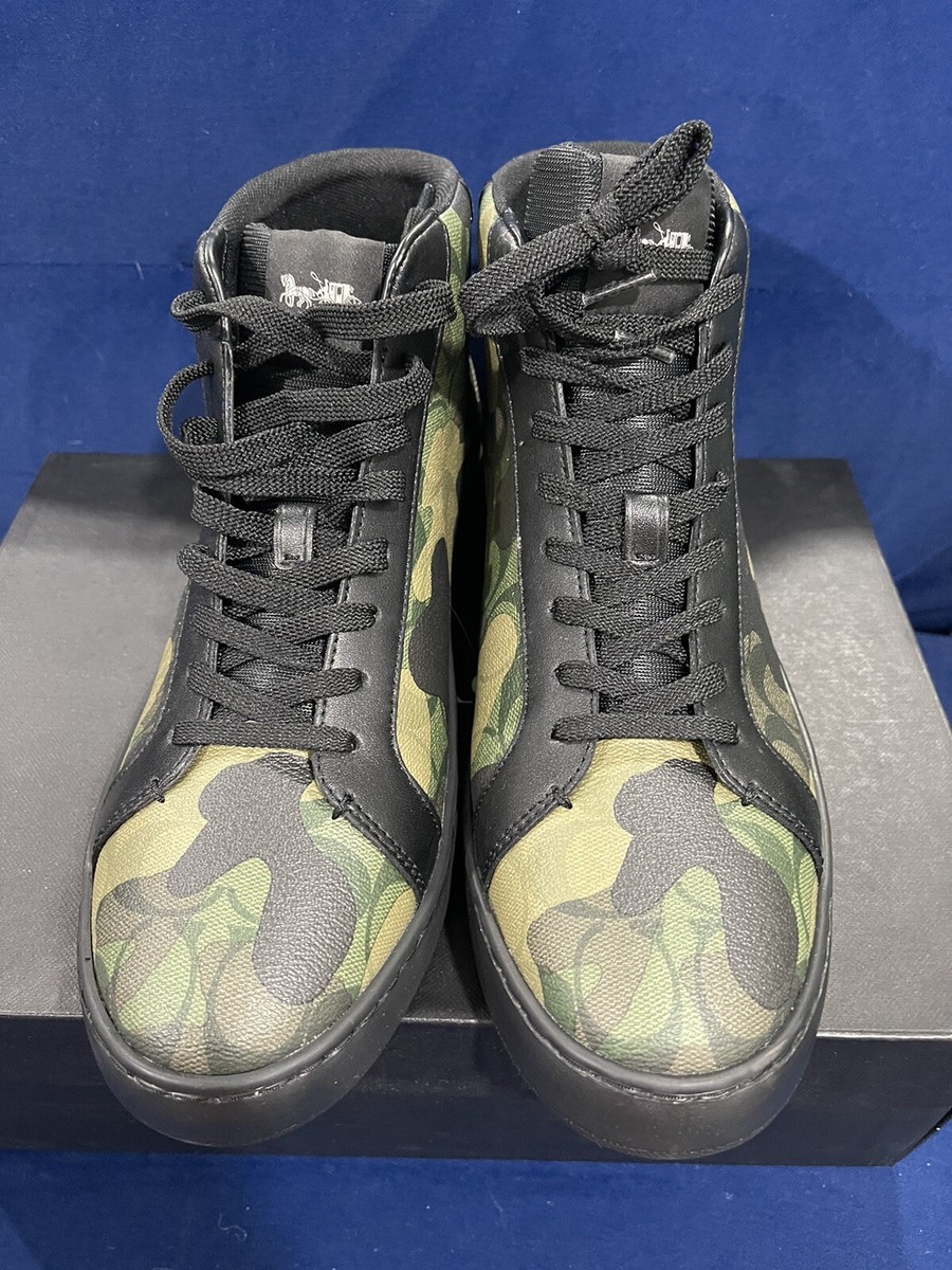 Coach Shoes Clip High Top Sneaker Signature Camo Size 11.5D for