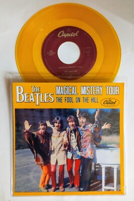 BEATLES MAGICAL MYSTERY TOUR 7'' US VINYL 45 YELLOW VINYL  FREE CUSTOM PIC WALLET