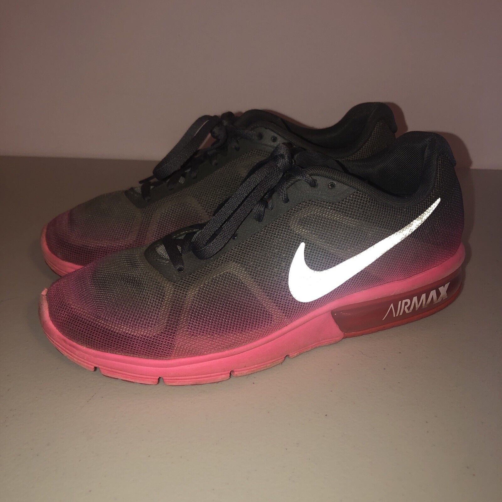 raqueta paquete Aprovechar Nike Air Max Sequent Running Shoes Womens Size 8 Sneakers Gray Pink  719916-602 | eBay