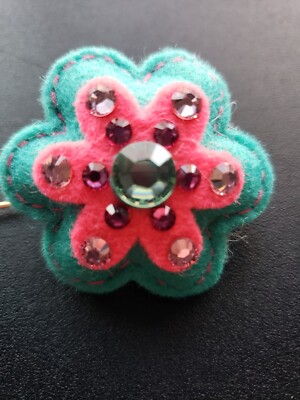 Tarina Tarantino Kyoto Carnival Pink/Turq Flower Stickpin VINTAGE 