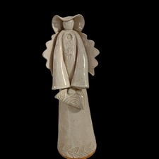 Soap Creek Pottery Faceless Lady Sculpture Signed Ella 11" Clay Art Embossed 