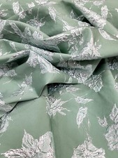 SAGE GREEN Metallic Jacquard Brocade Flower Floral Fabric Sold By The Yard