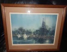 Summers End Tom Lynch Signed Framed 26"×22" Chicago Skyline ART Collection Ill