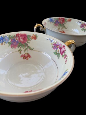 Czechoslovakia Antique Porcelain Cream Soup Dessert Bowls TK Thun ...