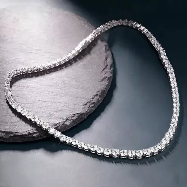 16Ct Lab Diamond Tennis Necklace in 14k White Gold Plated 18 Inch