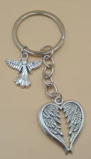Silvertone Angel Wings And Angel Keychain Charm
