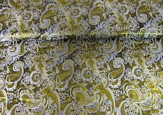 LUREX JACQUARD Stoff Brokat Florale Ornamente Kostüme SCHWARZ GOLD EUR 15,98/m - Bild 3 von 3