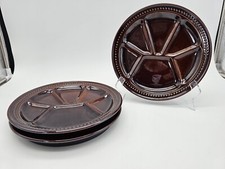 Gien France Segmented Brown Plates Set Of 3 1 WITH CHIP