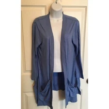 Kate & Mallory Women's Medium Blue Open Cardigan Sweater 32" Length