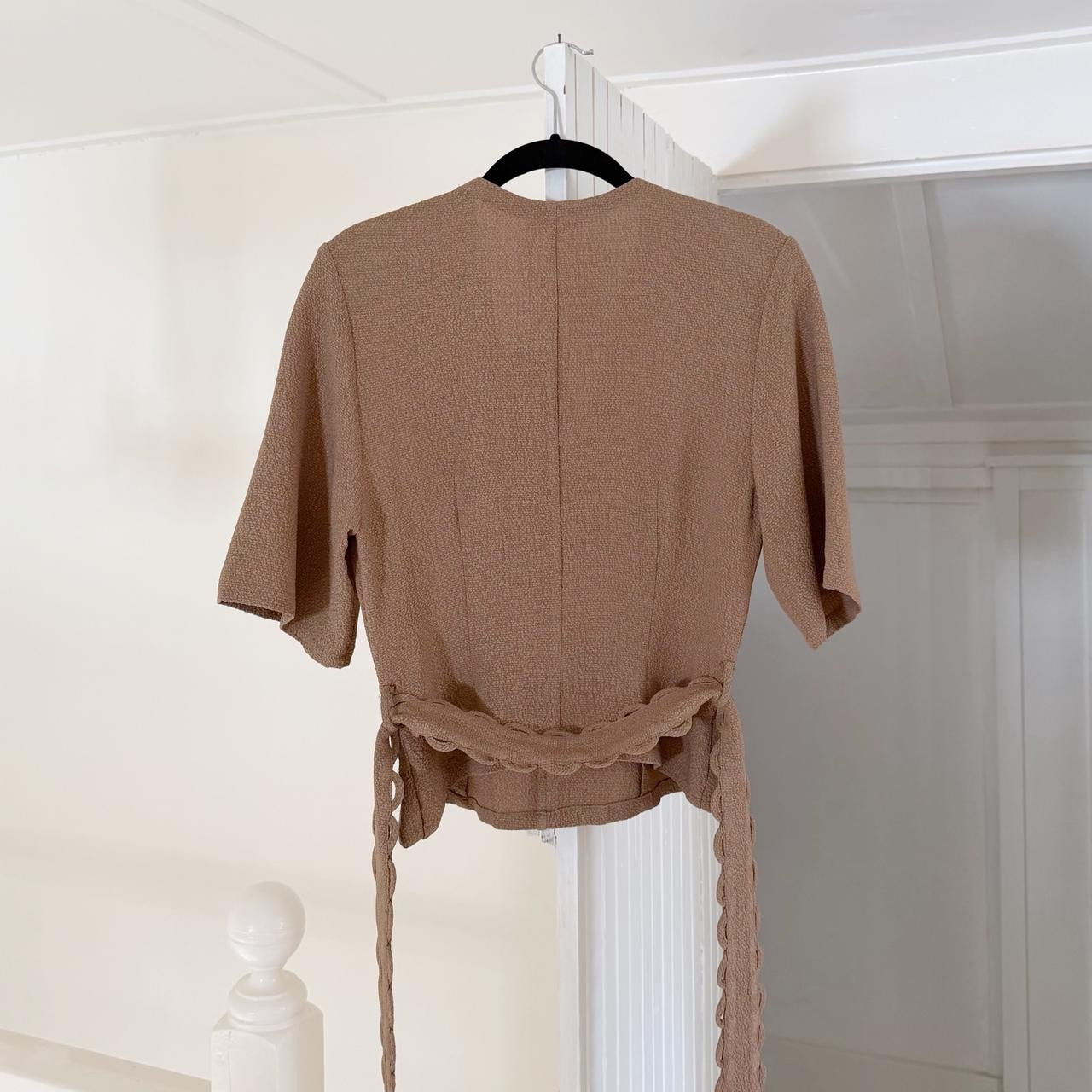 By Malene Birger Ullas Crepe Tie Waist Top Light Brown NWT Size 36 Retail $350 image 10