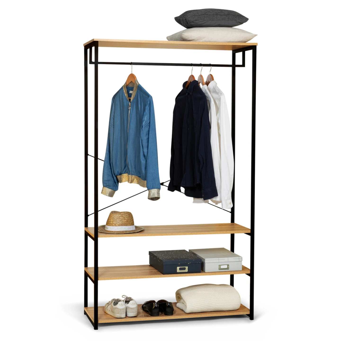 Dressing large 100 cm DETROIT en bois et métal au style industriel