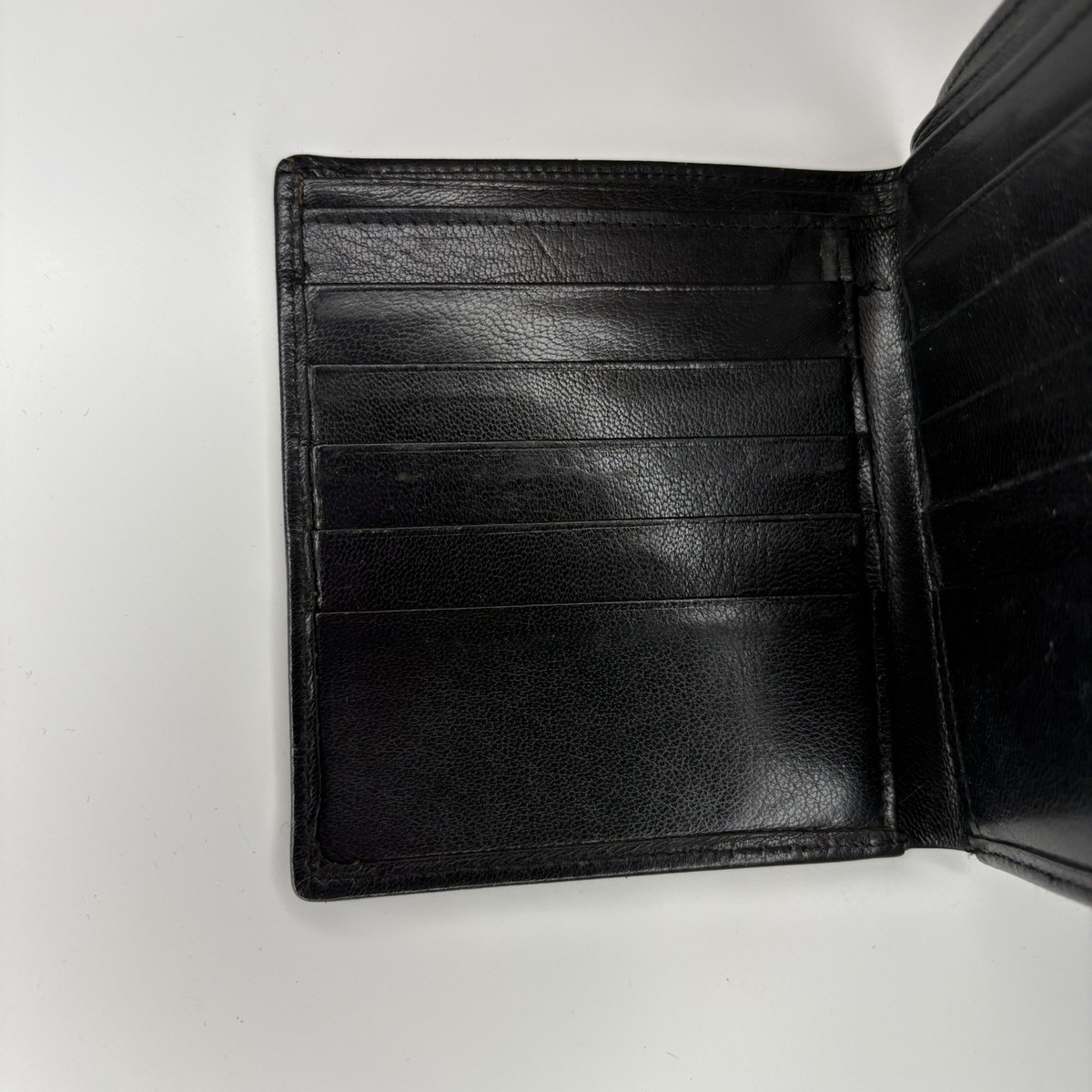 Vintage Christian Dior Mens Black Leather Cardholder Bifold Wallet