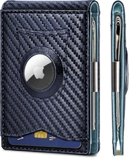 BULLIANT Men Wallet Airtag&Standard Use,Slim Front Pocket Purplish Blue3763 