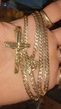 Solid 9ct Gold Curb & pendant ChainNecklace  24.17g Prouds 9K 375 UnoAerre/cross