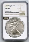 2019 American Eagle 1 oz Silver Dollar NGC MS70 Certified Bullion - Q642
