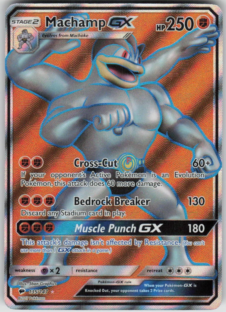 Pokemon Machamp GX (Full Art) Holo Ultra Rare SM - Burning Shadows 135/147 NM