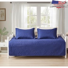 Microfiber Daybed Cover Set Twin Soft Geometric 3PC Bedding Pillow Shams New