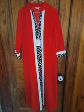 VTG Vanity Fair Shevelva Velvet Zip-Front Robe Housecoat Leopard Trim Size 14