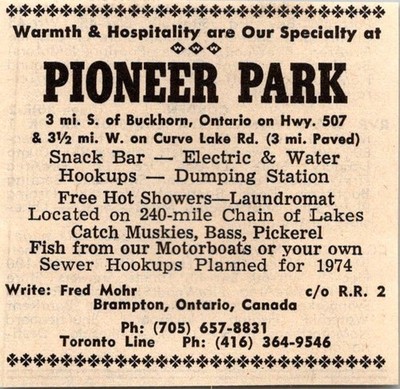 Pioneer Park Free Hot Showers Fred Mohr Brampton Ontario CAN 1974 Ad TAK6-S100