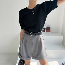 Women's Short Sleeve Bubble Sleeve Ice Cool Silk Knitted Shirt