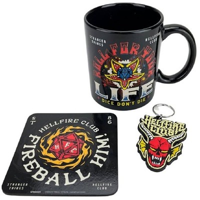Stranger Things Hellfire Verein Becher & Untersetzer Set,Geburtstag,Xmas Beamte